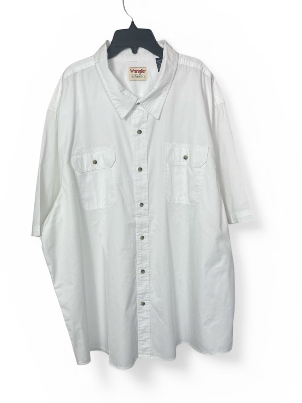 Wrangler Men's White Short-Sleeve Button-Up Shirt Size 3XL
